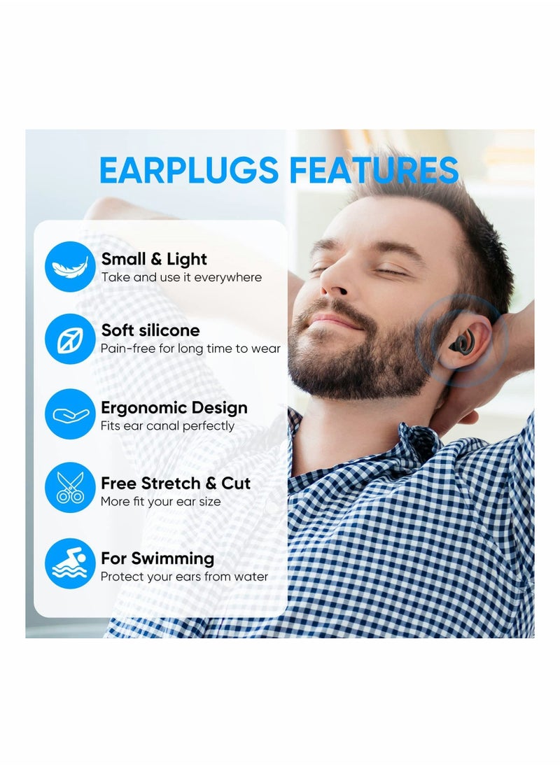 Y&D - Ear Plugs for Sleeping Noise Cancelling, Reusable and Washable Silicone Earplugs Reduction, Sound Blocking Sleep, Concert, Snoring, Work, Swimming, Shooting Range (Grey) - Image 1