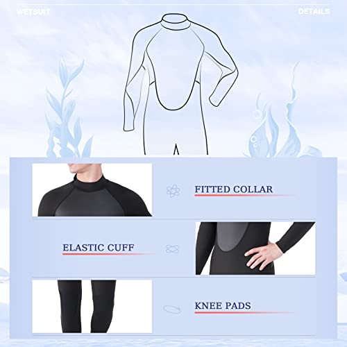REALON Women's Mens Full Wetsuit 2mm Neoprene Back Zipper Swimming Surfing Diving Snorkeling Wet Suits Cold Water Long Sleeve Thermal Swimsuit - Image 3