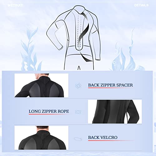 REALON Women's Mens Full Wetsuit 2mm Neoprene Back Zipper Swimming Surfing Diving Snorkeling Wet Suits Cold Water Long Sleeve Thermal Swimsuit - Image 4