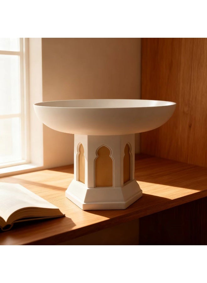 Decorative Pedestal Bowl Ornament, 4.9-inch Resin Tray Home Decor - Image 4