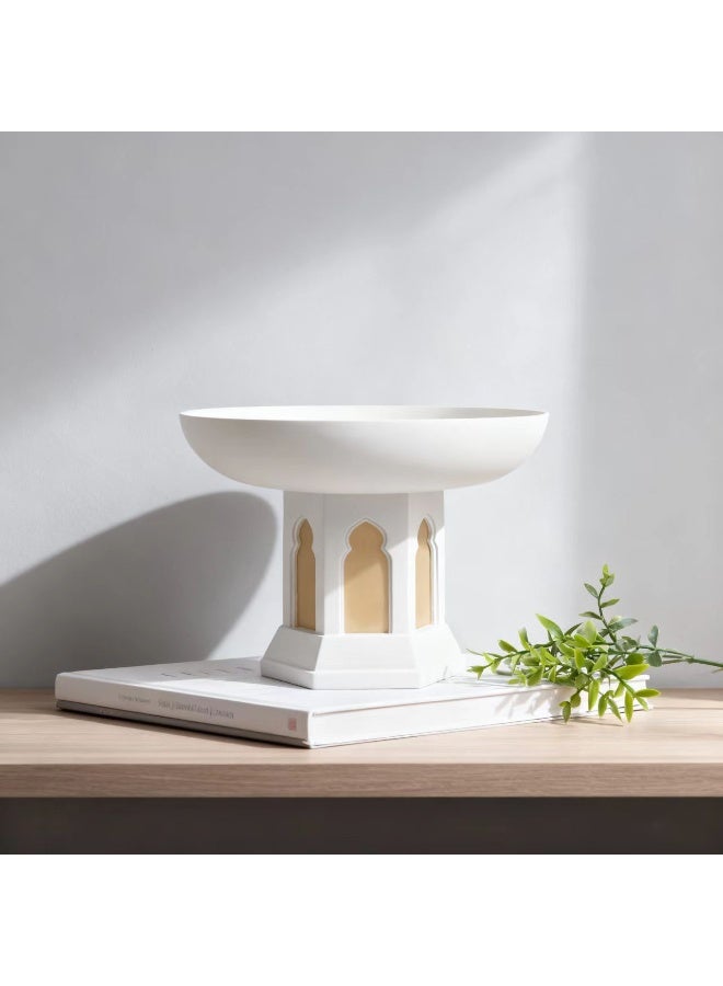 Decorative Pedestal Bowl Ornament, 4.9-inch Resin Tray Home Decor - Image 1