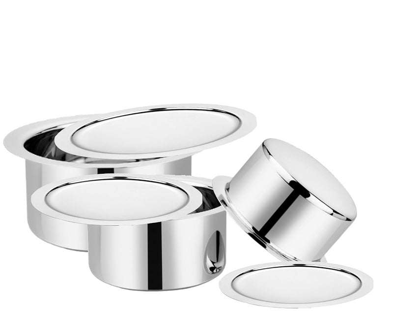 BLeaf Stainless Steel-Flat Bottom Tope with Lid/Heavy Guage Tope with Lid (Pack of 3) (1L, 1.5L, 2.5L) - Image 1
