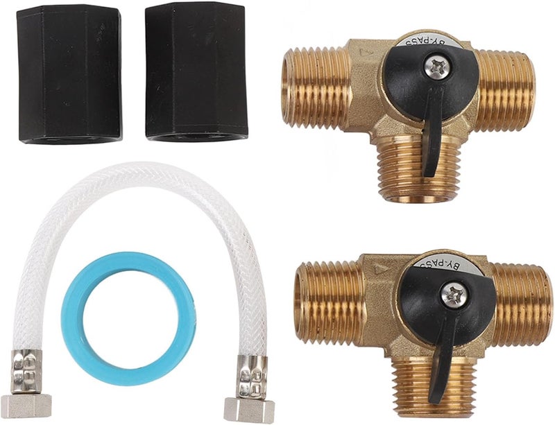 RV Water Heater Bypass Kit Brass 12 Inch Reinforced Hose and Fittings for Yacht RV Strong Structure Easy Installation Practical Tool - Image 1