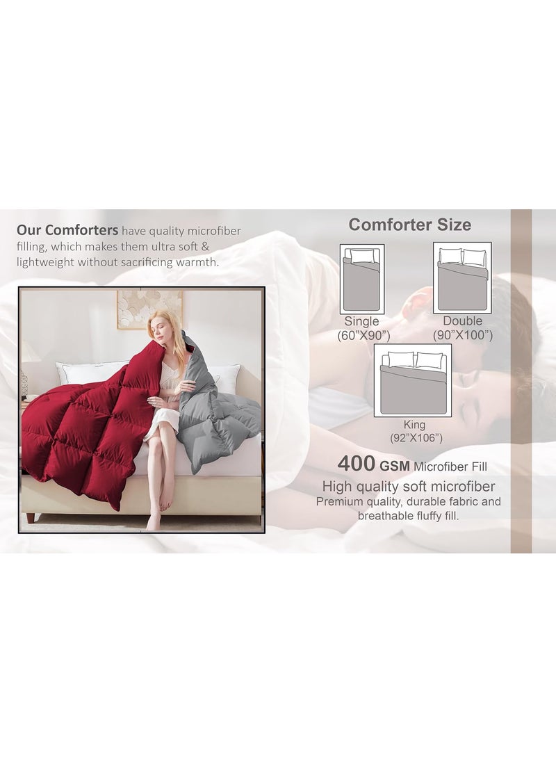 PURE ECO PURE ECO Heavy Winter 400 GSM Comforter King Size 92X106 Soft Quality Winter Blanket Soft Microfiber Fill DuvetBlanket King Size Baby Pink Color  - Image 4