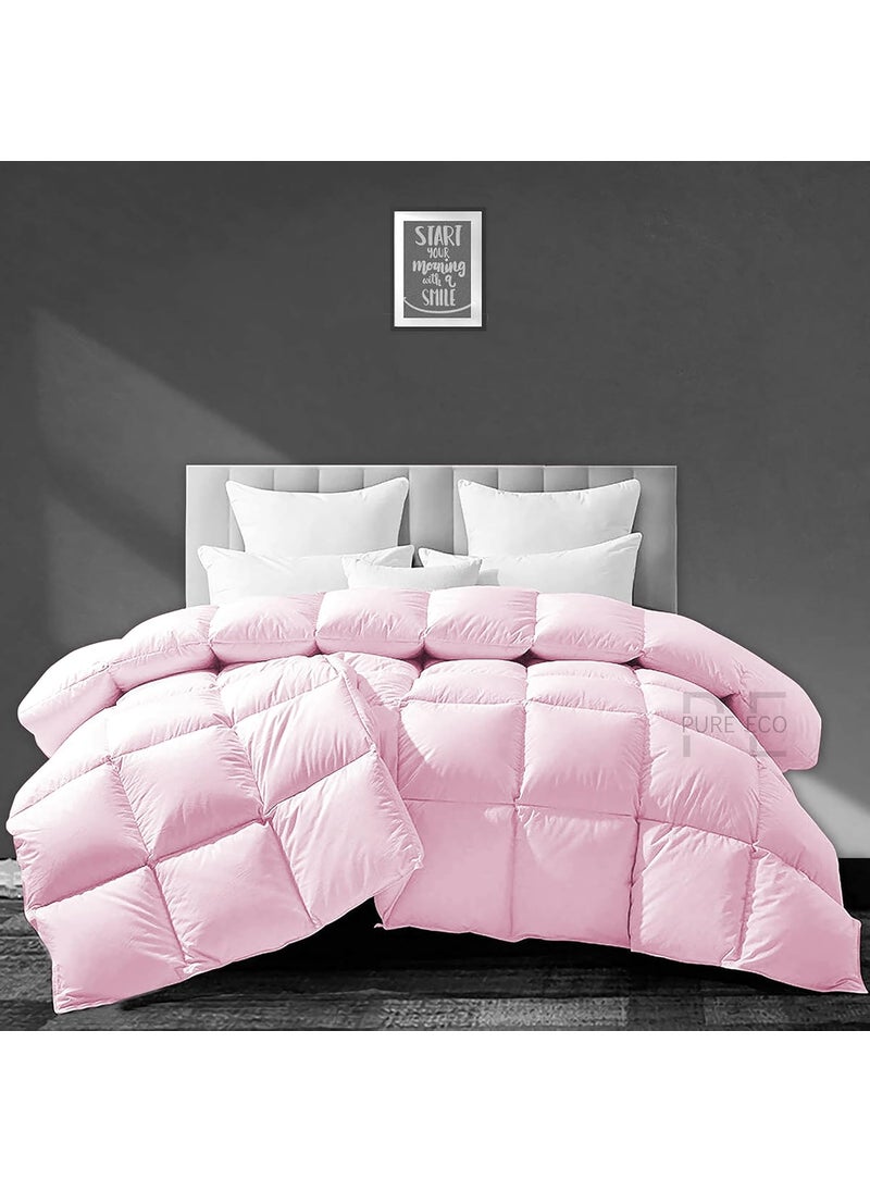PURE ECO PURE ECO Heavy Winter 400 GSM Comforter King Size 92X106 Soft Quality Winter Blanket Soft Microfiber Fill DuvetBlanket King Size Baby Pink Color  - Image 1