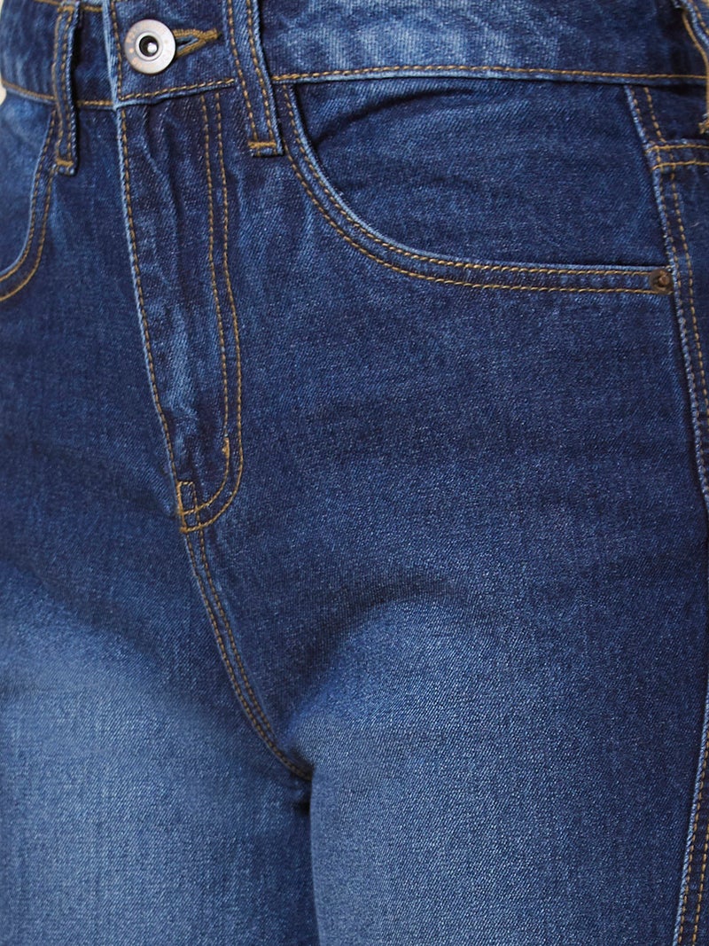 globus Globus Women Blue Mid-Rise Wide Leg Fit Light Fade Whiskers Jeans  - Image 5