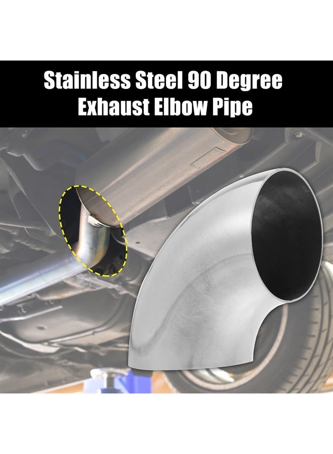 X AUTOHAUX 1 Pcs OD 3 Inch 90 Degree Mandrel Bend Elbow SS304 Stainless Steel Bend Tube Exhaust Elbow Pipe for Car Modified Exhaust System 3" Piping Silver Tone  - Image 2