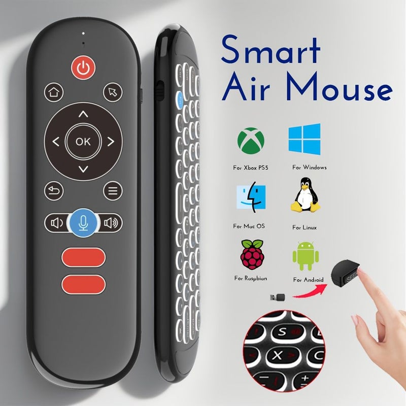 2 4G Wireless Air Mouse Remote Control With Mini Keyboard Backlit And 6 Axis Gyroscope Voice Search IR Learning For Android TV Box Projector PS3 PC - Image 1