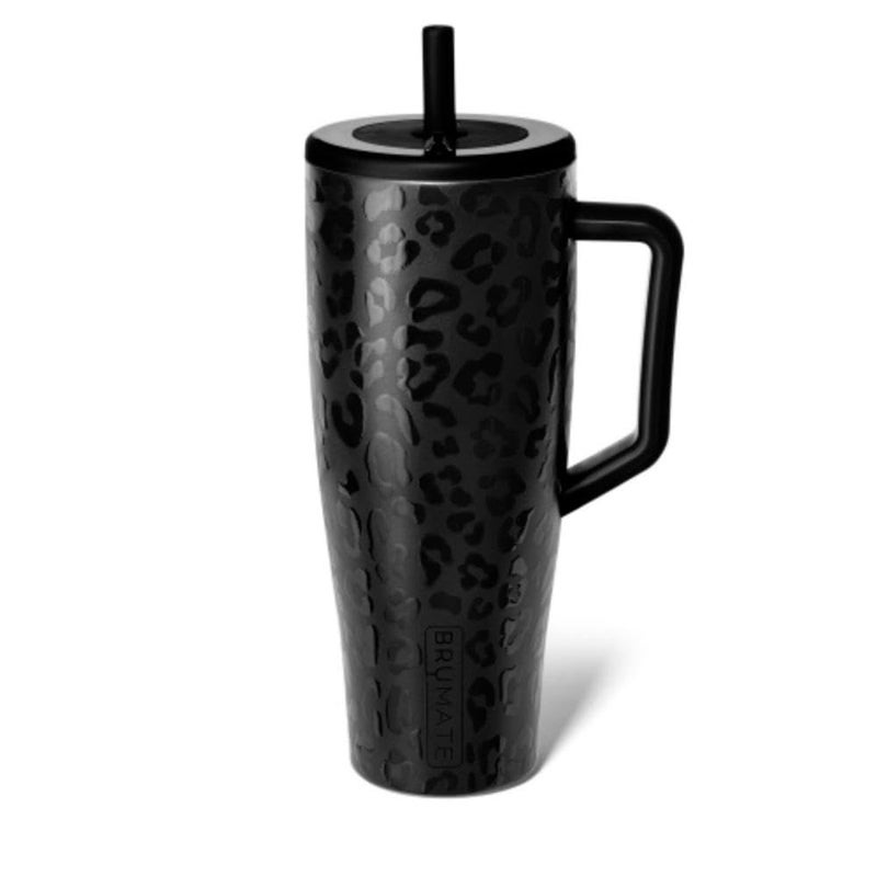 BrMate Era 40 oz Tumbler with Handle Straw 100 Leakproof Insulated Water Bottle Tumbler with Lid Flexible SoftSip Straw Made of Stainless Steel Cup Holder Friendly 40oz Onyx Leopard