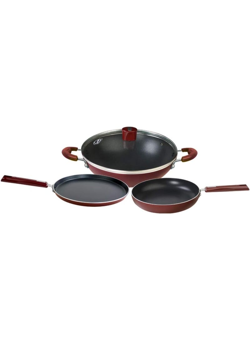 NIRLEP Bajaj Fry pan,Kadai,Tawa Non Stick & Induction cook wear Flat Tawa, Fry Pan & Kadhai with Lid Premium product from Nirlep - Image 1