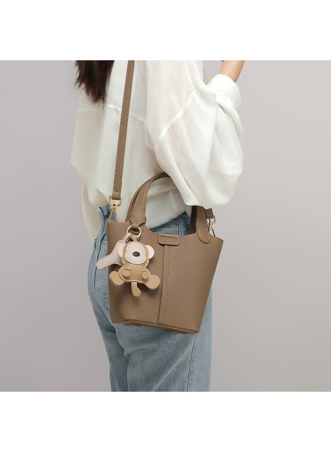 Viney Leather Handbag, Women's Crossbody Bucket Bag, Light Luxury Basket Bag, Handheld Birthday Gift For Girlfriend, Qixi Festival And Valentine's Day Present - Image 1