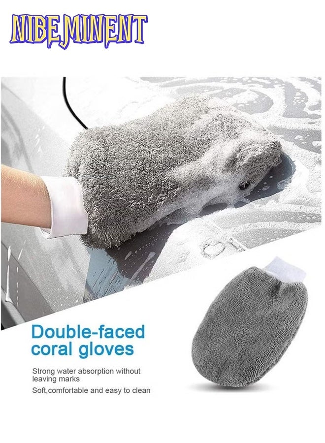9 Pcs/set Car Care Car Cleaning Kit with Soft Microfiber Cloth Towels, Wash Mitt Sponge, Automotive Detail Brushes