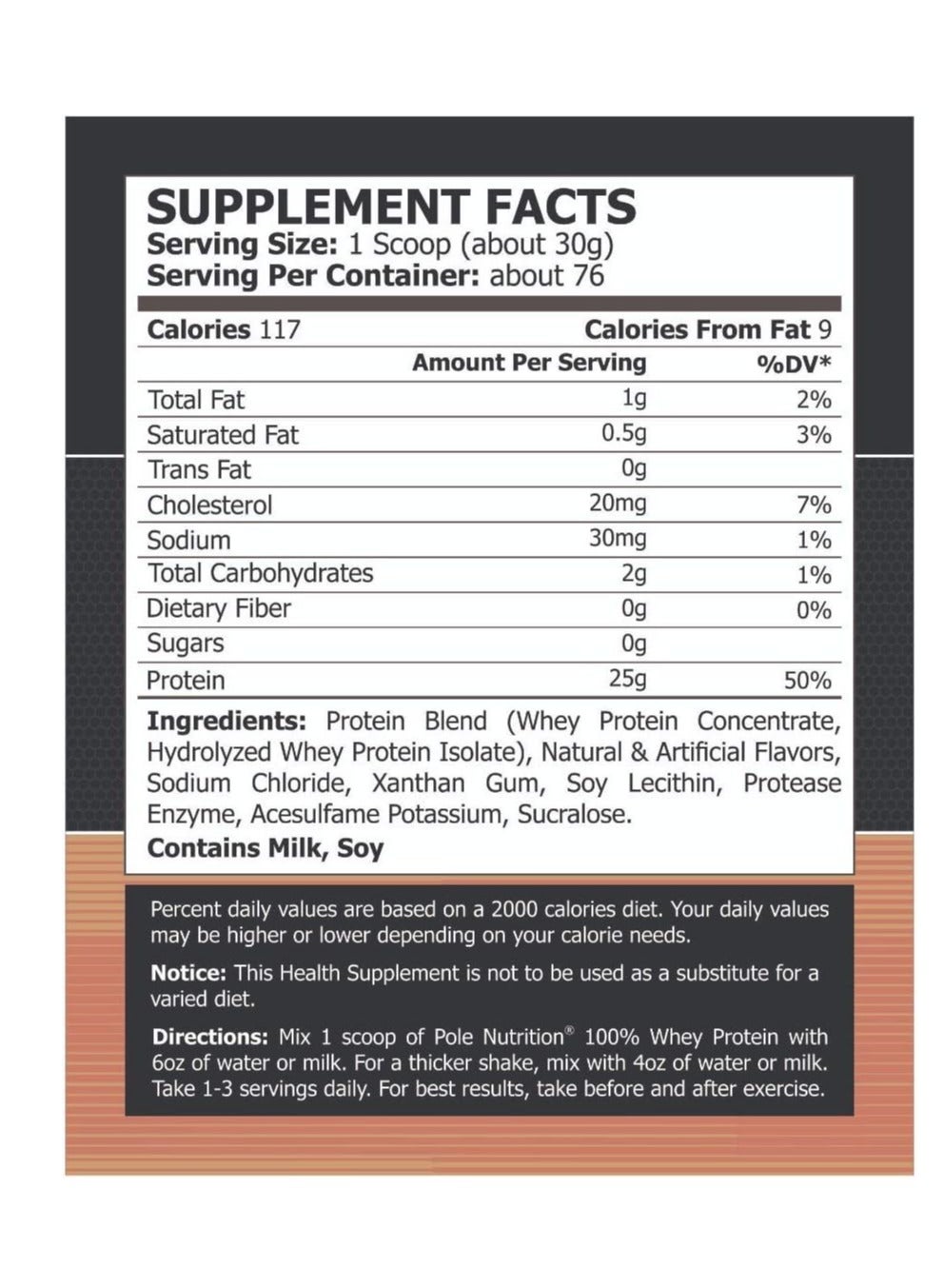 Pole Nutrition Whey Protein Blueberry Muffin Powder 5lbs