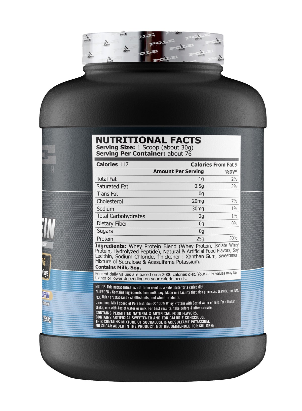 Pole Nutrition Whey Protein Blueberry Muffin Powder 5lbs
