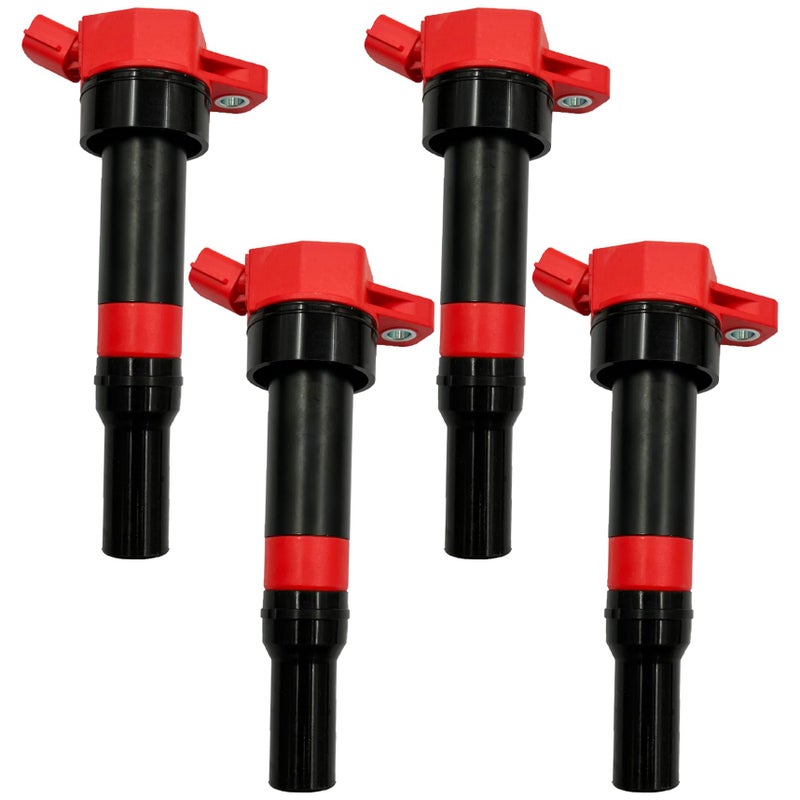 GP POWER Red Ignition Coil Pack UF651 273002E000 Set of 4 Compatible With Hyundai Elantra Coupe GT Tucson Kia Forte Koup Forte5 Soul 18 20 L4