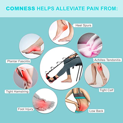 comness حامل القدم والساق من كومنس - حزام تمدد لالتهاب اللفافة الأخمصية، نتوءات الكعب، سقوط القدم، التهاب وتر العرقوب وعضلات الفخذ. حزام تمدد للقدم والساق. (أحمر) - Image 2