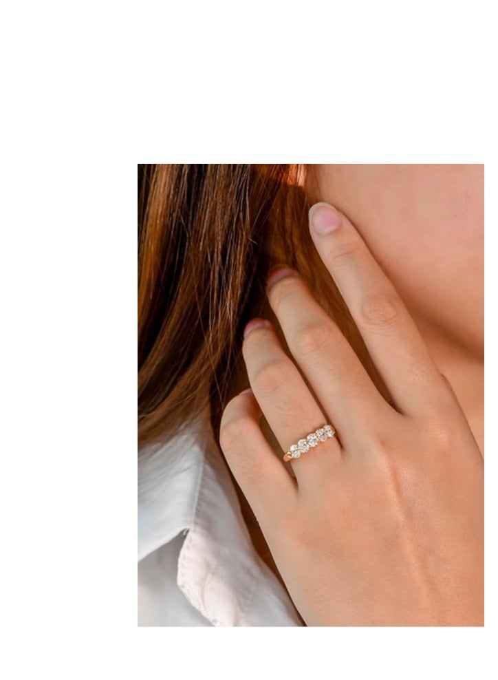 SYNSYB 3mm Moissanite Wedding Band 5-Stone Eternity Ring for Women with Luxury Gift Box, adjustable SIZE - Image 5