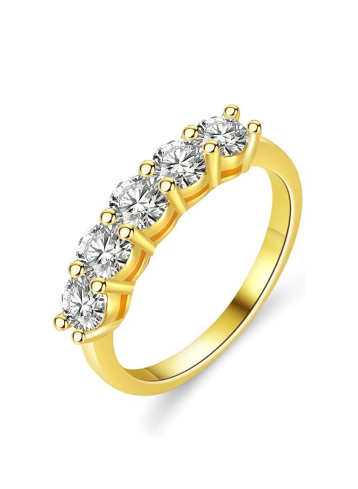 SYNSYB 3mm Moissanite Wedding Band 5-Stone Eternity Ring for Women with Luxury Gift Box, adjustable SIZE - Image 1