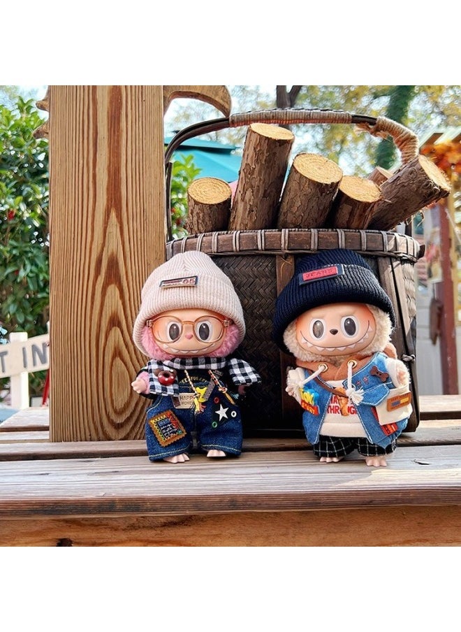 Labubu Doll Clothes 17 Heart Macaron Vinyl Face Pull Cloth Baby Clothes Change For Postage-Specifications:17cm Heart-warming Macaron Cloth Clothes (only Baby Clothes Sold, Doll Not Included)-Color:Black And Brown Leopard Print Baby Clothes  - Image 3