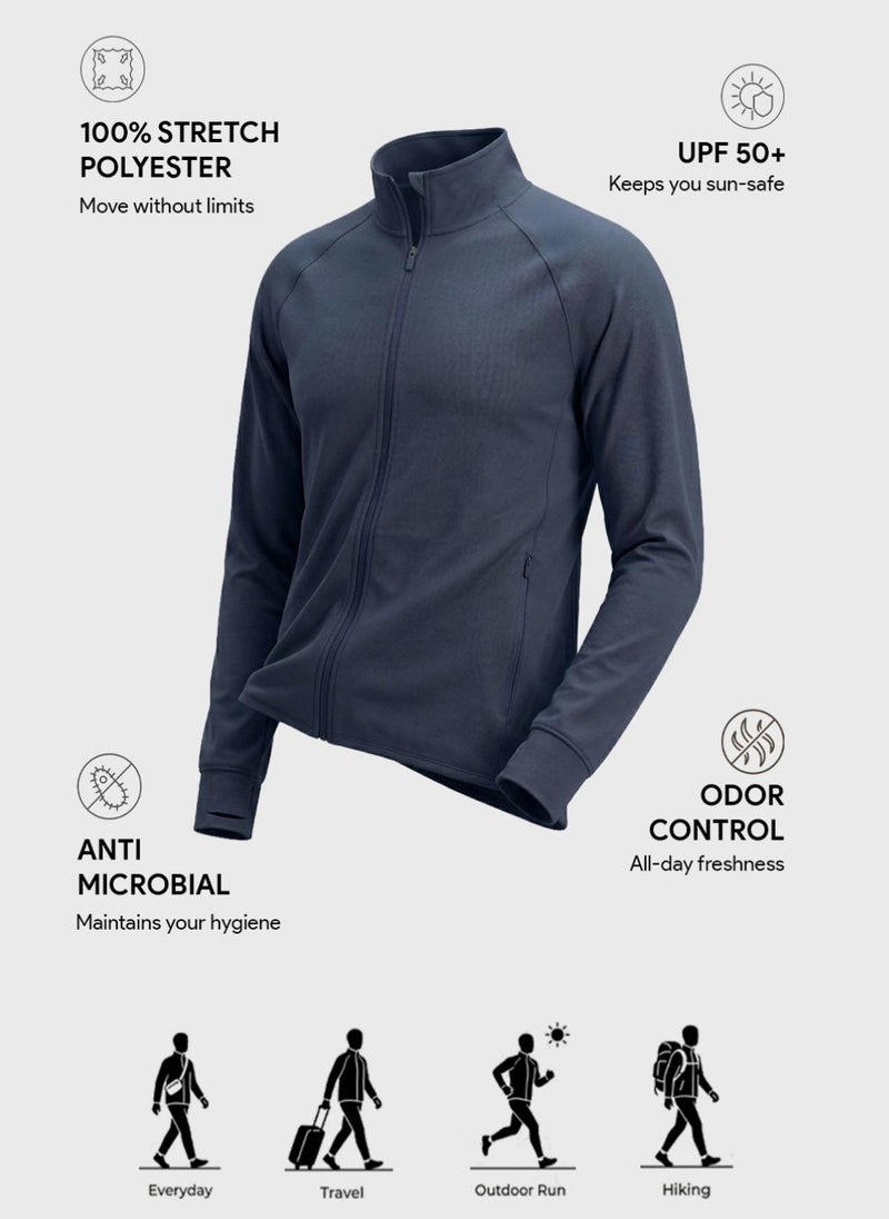 Nobero UPF 50 Jacket | Men Zip Jacket | Regular Fit | Elastomultiester-Polyester Blend | UPF 50 Sun Protection | Anti-Odor & Anti-Microbial Finish - Image 2