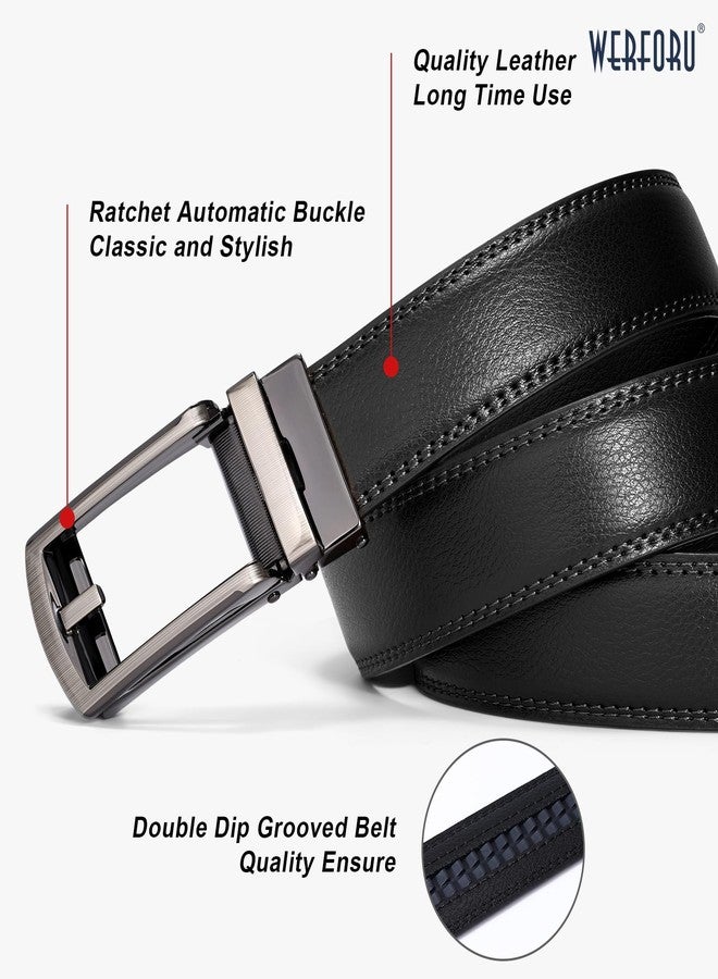 WERFORU Leather Ratchet Dress Belt for Men Perfect Fit Waist Size up to 50 inches with Automatic Buckle - Image 3