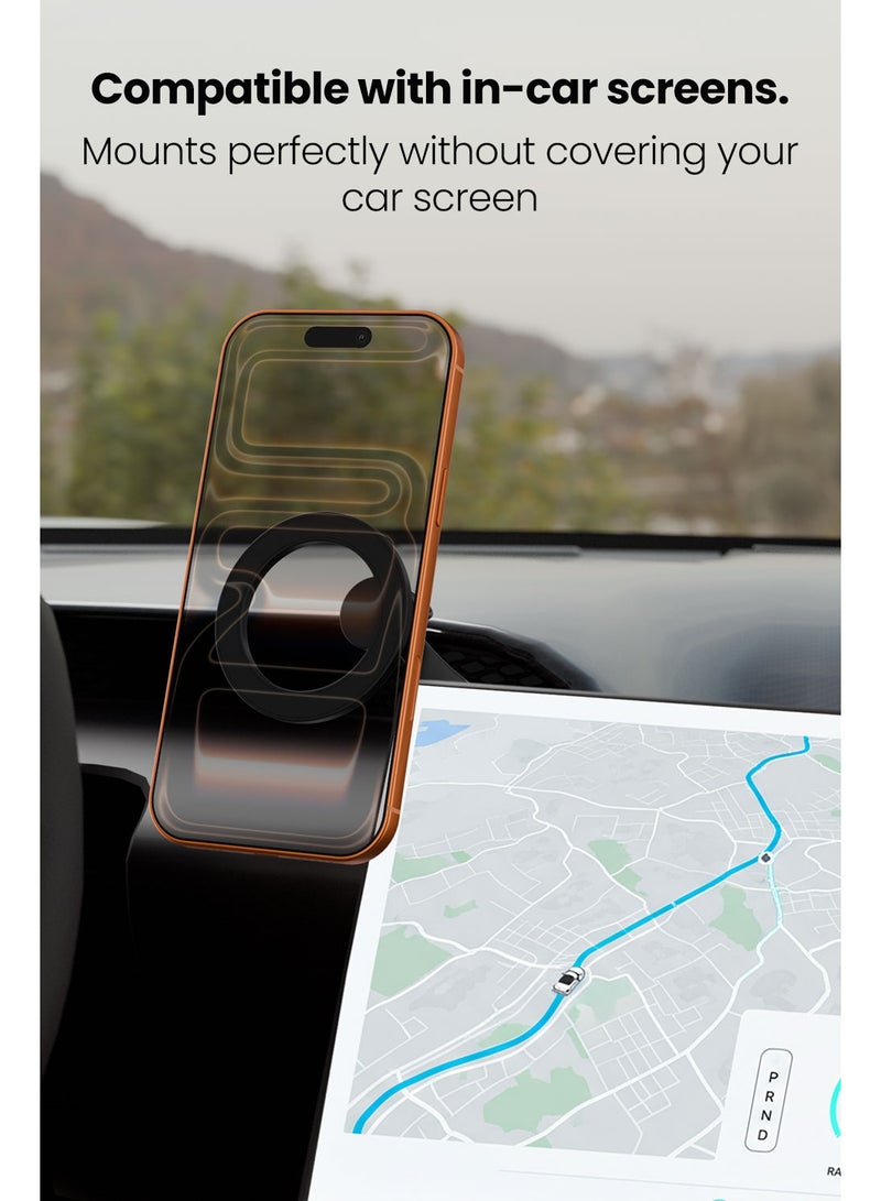 Moxedo Magnet-Snap Car Phone Holder Foldable Rounded Design Magnets for Dashboard 360 Base Rotation Compatible with In-Car Screens - Image 3