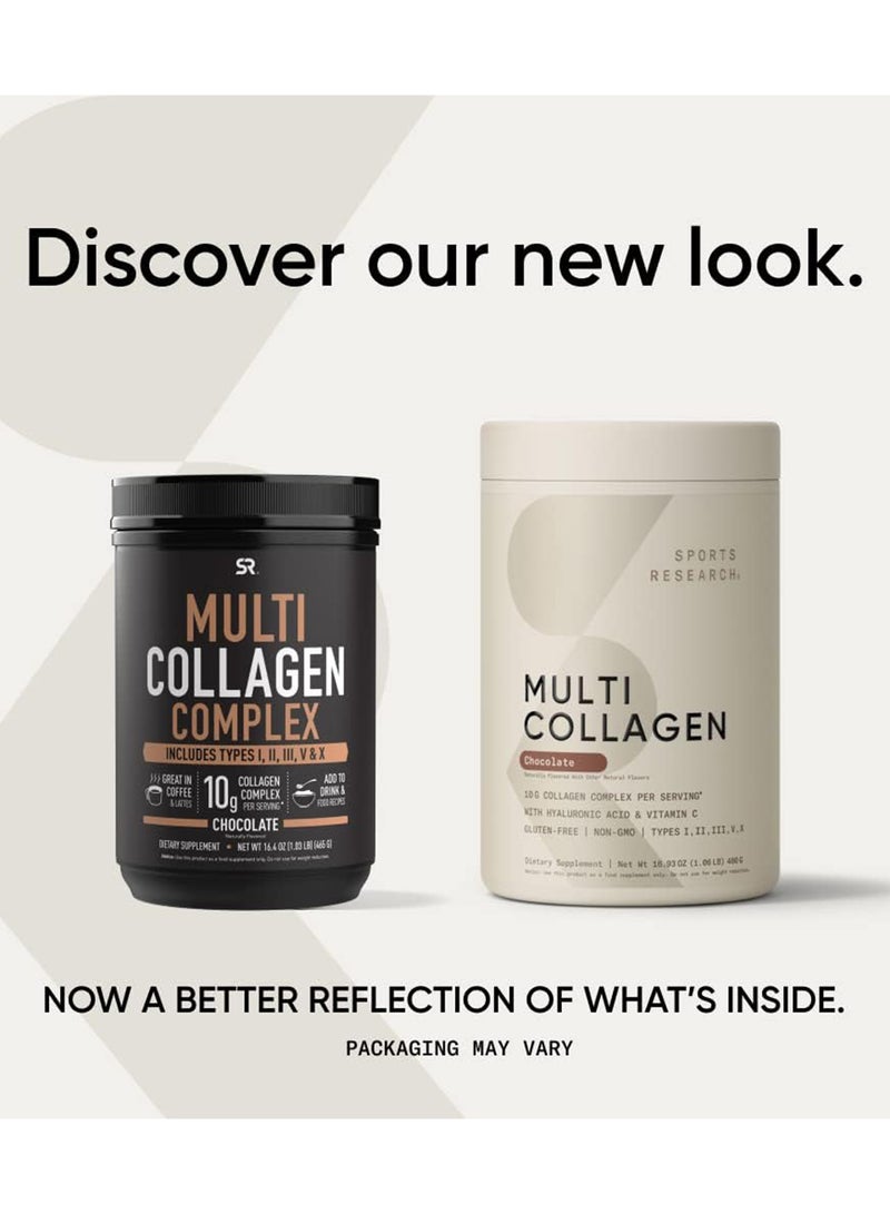 SPORTS RESEARCH Multi Collagen Protein Powder (Type I, Ii, Iii, V, X) With Hyaluronic Acid + Vitamin C 5 Types Of Food Based Collagen, 30 Servings (Chocolate) - Image 2