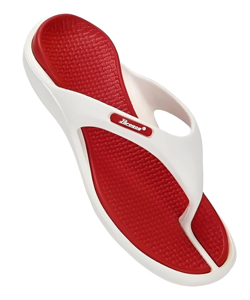 PARAGON K3417G Flip Flops for Men | Comfortable, Lightweight, Durable Slippers with Rubberised EVA Sole | Easy Washable Slip Ons | Ideal for Everyday Use White-Red - Image 1