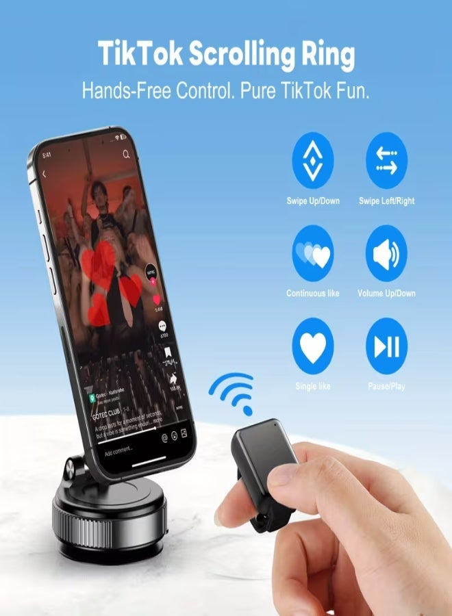 Premium Multi-Function Touch Ring Remote Control – Wireless Finger Page Turner, Compatible with TikTok, YouTube, IG Shorts, Kindle App for iPhone, iPad, and Android Tablets - Black - Image 4