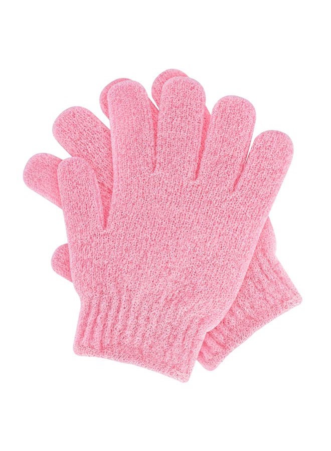 Sibba 2Pcs Exfoliating Wash Gloves Dual Texture Bath Gloves for Shower Body Scrub Exfoliating Mitt Dead Skin Remover Exfoliator Mitten Natural Body Loofah Washcloth (2pcs Pink) - Image 1