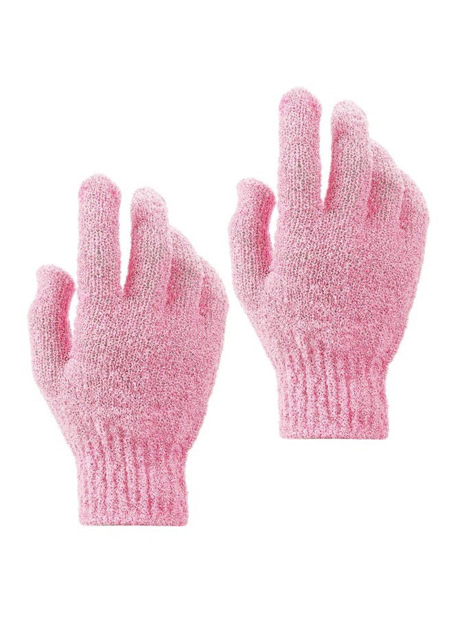 Sibba 2Pcs Exfoliating Wash Gloves Dual Texture Bath Gloves for Shower Body Scrub Exfoliating Mitt Dead Skin Remover Exfoliator Mitten Natural Body Loofah Washcloth (2pcs Pink) - Image 2