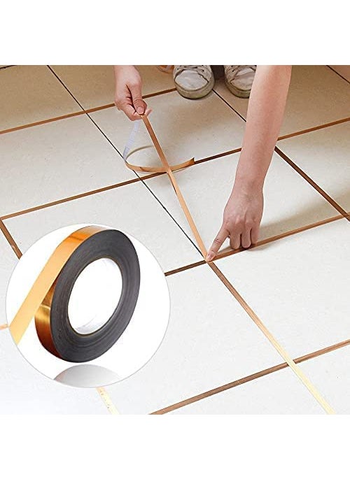 GLOWICK GLOWICK Single Sided waterproof golden tiles tape Home Tile Sticker Mildewproof Gap sealing tape for floor tile wall dcor self Adhesive decorative tile sticker 1Pcs  - Image 3