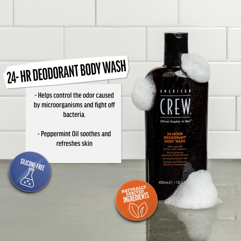 American Crew Men's Deodorant Body Wash with 24 Hour Odor Protection, Skin Care Gift for Him, 15.2 fl oz - Image 2
