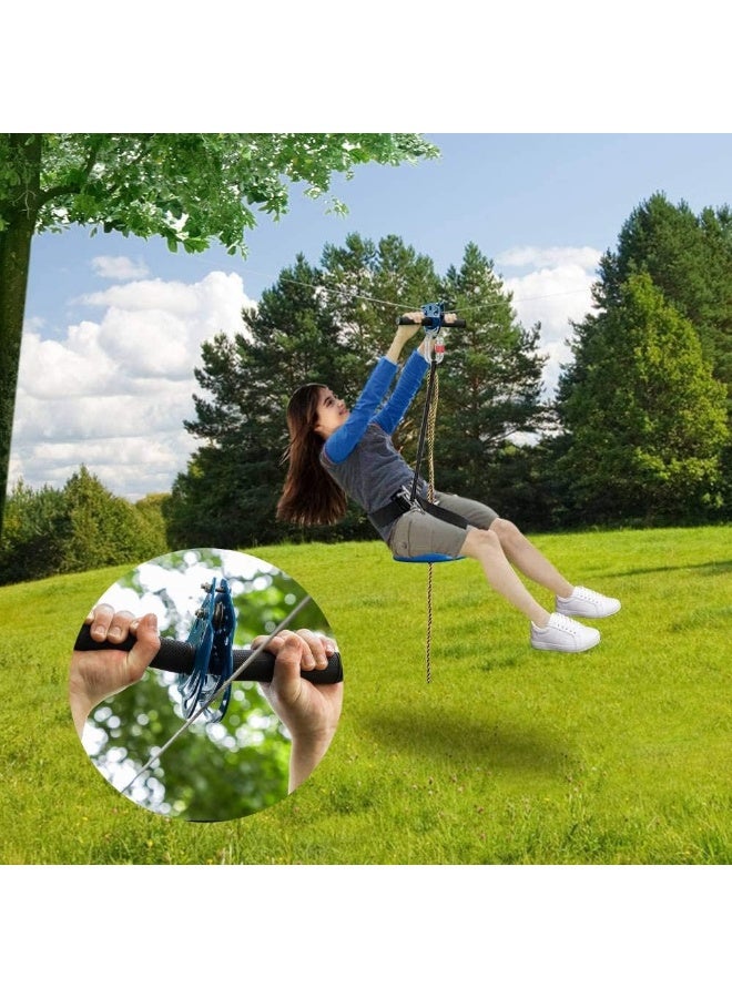 Rainbow Toys JOYMOR 95FT Zipline Kits for Backyard for Kids and Adults with Detachable Trolley, 304 Stainless Steel Cable Zip Line Kit for Kids Outdoor with Brake Block System, Adjustable Safety Belt & Seat - Image 2