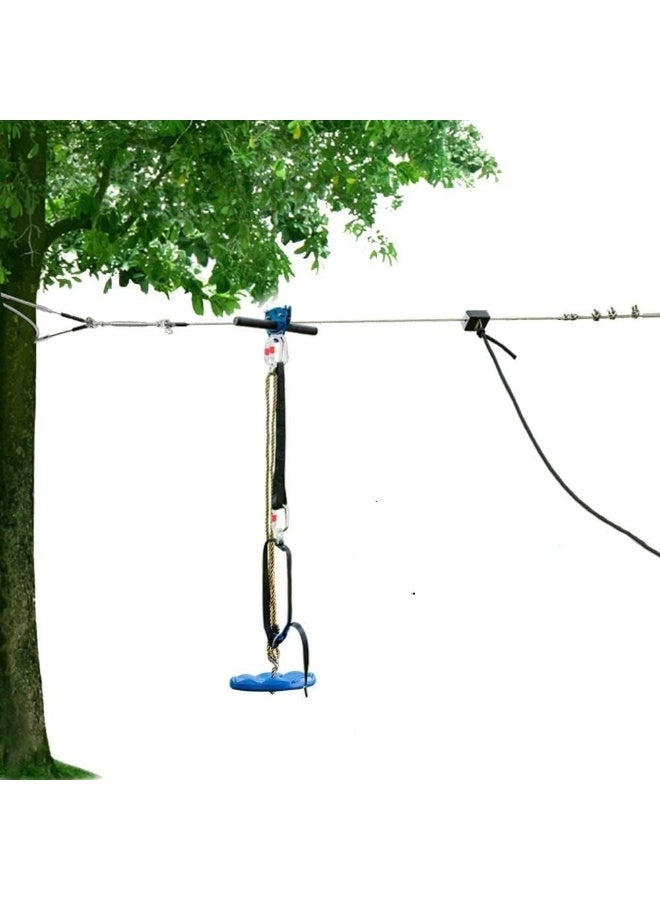 Rainbow Toys JOYMOR 95FT Zipline Kits for Backyard for Kids and Adults with Detachable Trolley, 304 Stainless Steel Cable Zip Line Kit for Kids Outdoor with Brake Block System, Adjustable Safety Belt & Seat - Image 1