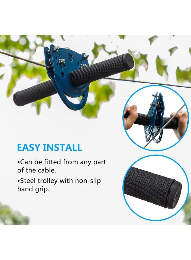 Rainbow Toys JOYMOR 95FT Zipline Kits for Backyard for Kids and Adults with Detachable Trolley, 304 Stainless Steel Cable Zip Line Kit for Kids Outdoor with Brake Block System, Adjustable Safety Belt & Seat - Image 3