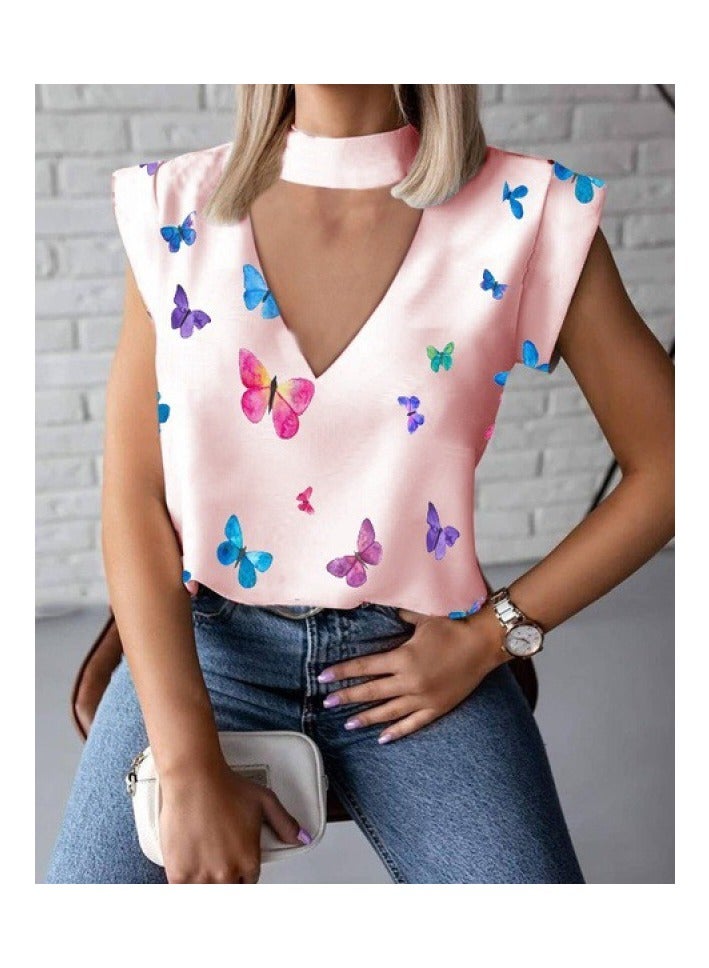 Shougu V-neck Butterfly Print Shirt For Women  - Image 1