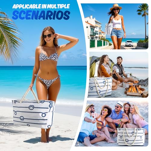 SRISE Large Beach Bag for Women Men Beach Bags Waterproof Sandproof Travel Tote Bag Swim Pool Bag for Family Outdoor - Image 3