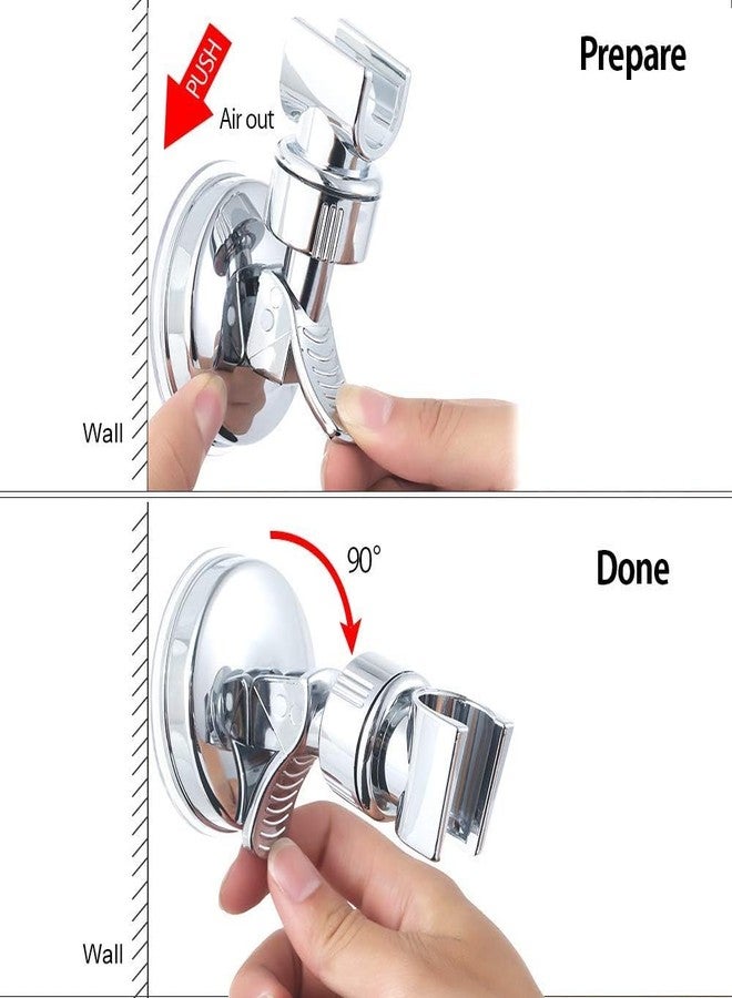 DREWIT STAR Adjustable Shower Head Holder Bathroom Chrome Wall Mount Strong Suction Handheld Universal Wall Mounted Bracket, No Drilling Required - Image 5