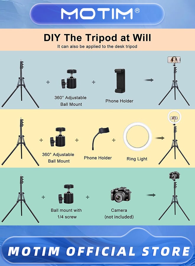 Motim 10" Selfie Ring Light with Stand and Phone Holder Desk Tripod with 37 RGB Lighting Modes & Remote & Circle Ringlight Dimmable for iPhone/Android Camera for Photo & Video Recording - Image 3