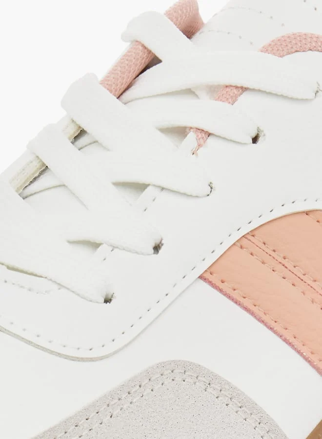 داش Panelled Low Ankle Sneakers with Lace-Up Closure