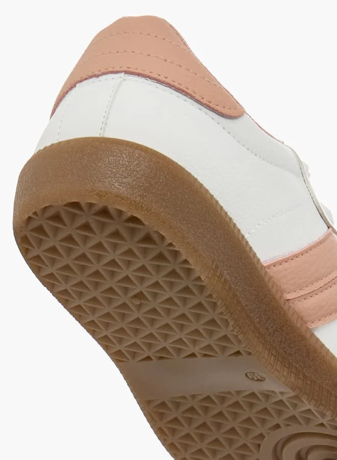 داش Panelled Low Ankle Sneakers with Lace-Up Closure