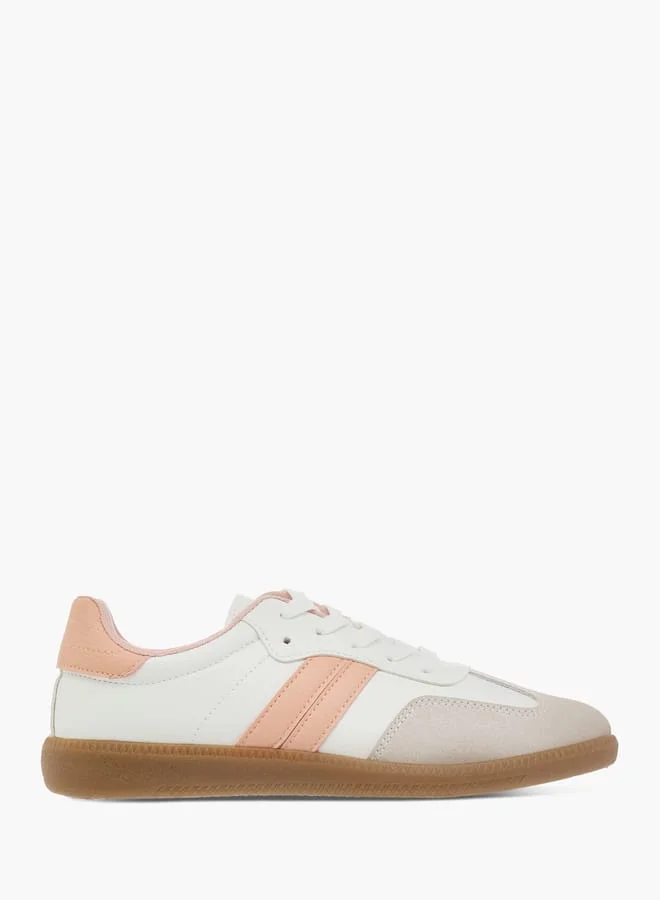 داش Panelled Low Ankle Sneakers with Lace-Up Closure