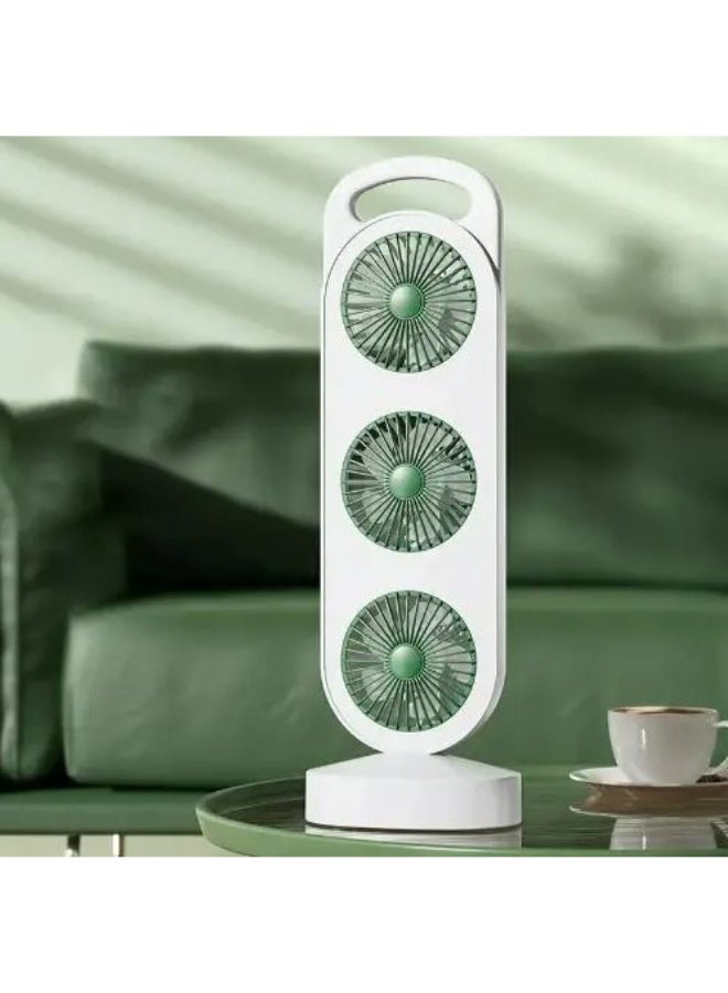 Smart 3-in-1 rechargeable triple fan with powerful air distribution and quiet operation – modern design in multiple colors suitable for home, office, and travel - Image 3