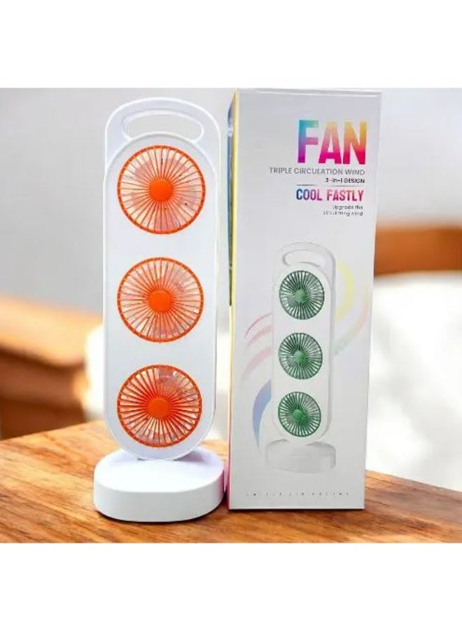 Smart 3-in-1 rechargeable triple fan with powerful air distribution and quiet operation – modern design in multiple colors suitable for home, office, and travel - Image 5