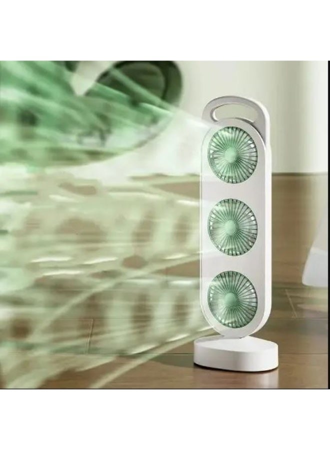Smart 3-in-1 rechargeable triple fan with powerful air distribution and quiet operation – modern design in multiple colors suitable for home, office, and travel - Image 1