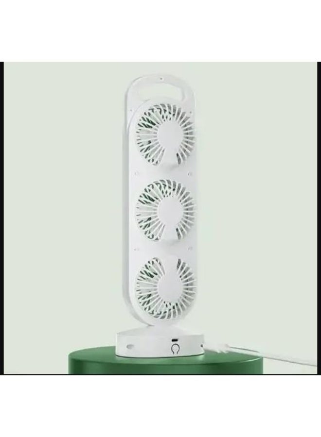 Smart 3-in-1 rechargeable triple fan with powerful air distribution and quiet operation – modern design in multiple colors suitable for home, office, and travel - Image 2