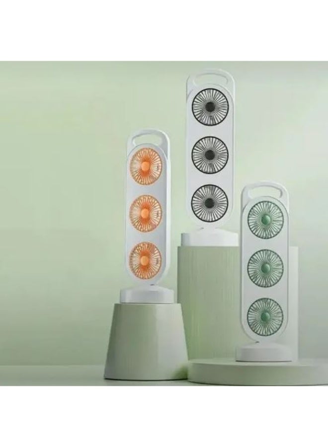 Smart 3-in-1 rechargeable triple fan with powerful air distribution and quiet operation – modern design in multiple colors suitable for home, office, and travel - Image 4