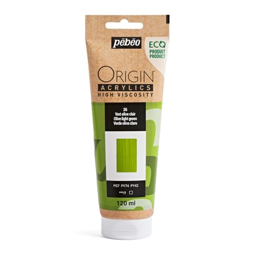 PEBEO Origin Ecodesigned Highviscosity Acrylic Paint High Pigment Concentration for Intense Color and Excellent Lightfastness 405 Fluid Ounces 120 ml Tube Olive Light Grren - Image 1