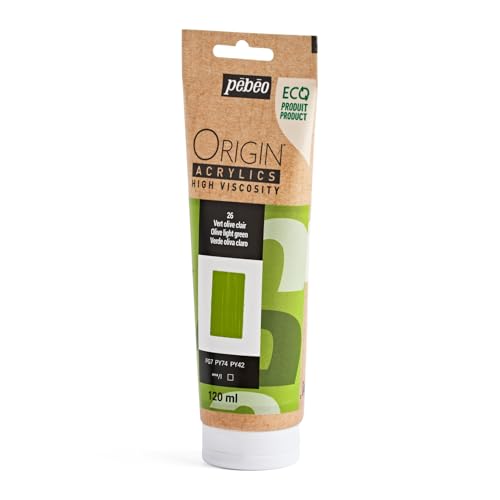PEBEO Origin Ecodesigned Highviscosity Acrylic Paint High Pigment Concentration for Intense Color and Excellent Lightfastness 405 Fluid Ounces 120 ml Tube Olive Light Grren - Image 3